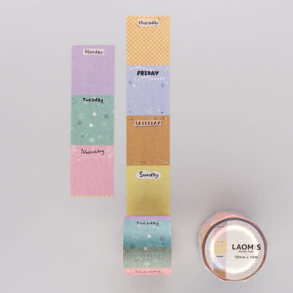 LAOMIS Colorful Weekly Spread Writable Washi Tape