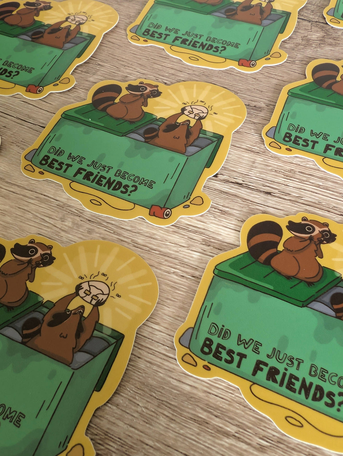 Did We Just Become Best Friends - Cute Raccoon Vinyl Sticker