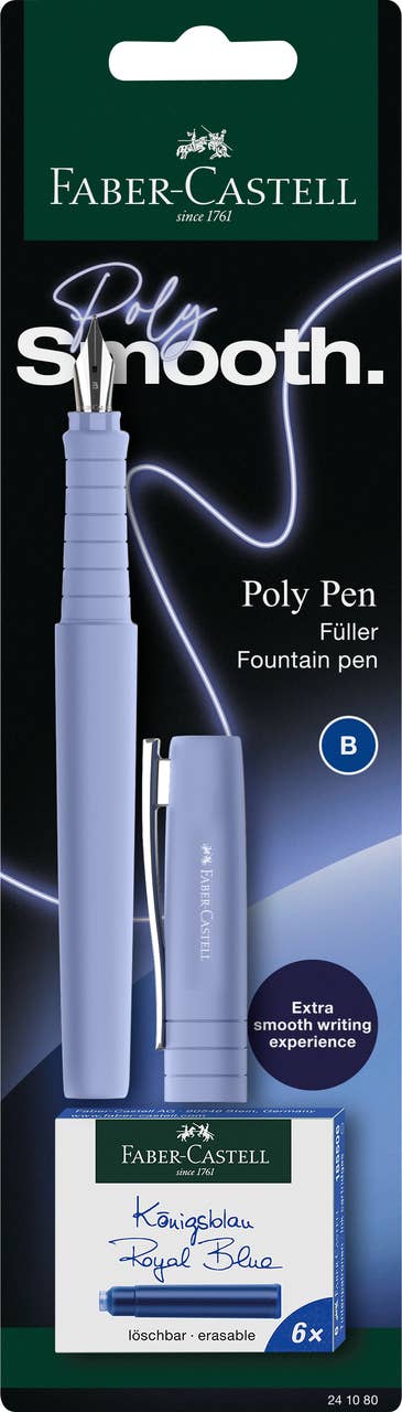 Poly Fountain Pen with Free Ink Cartridges on Blister Card