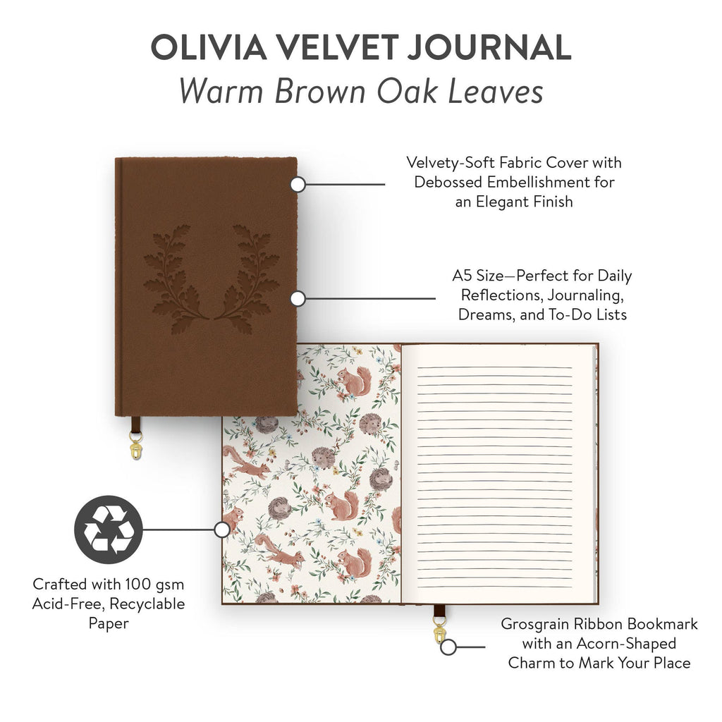 Warm Brown Oak Leaves Olivia Journal