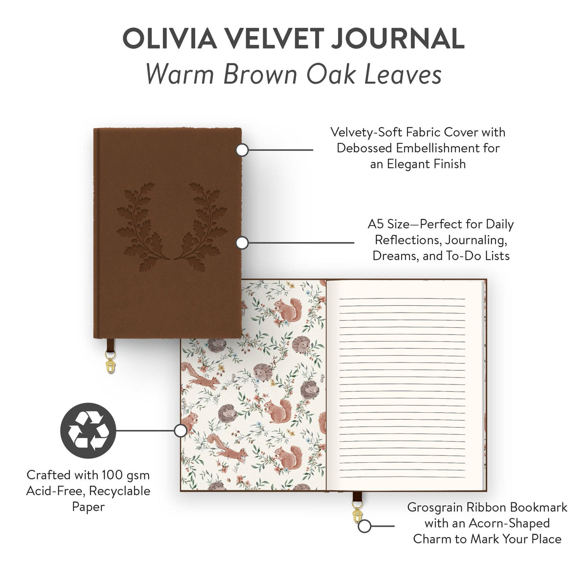 Warm Brown Oak Leaves Olivia Journal