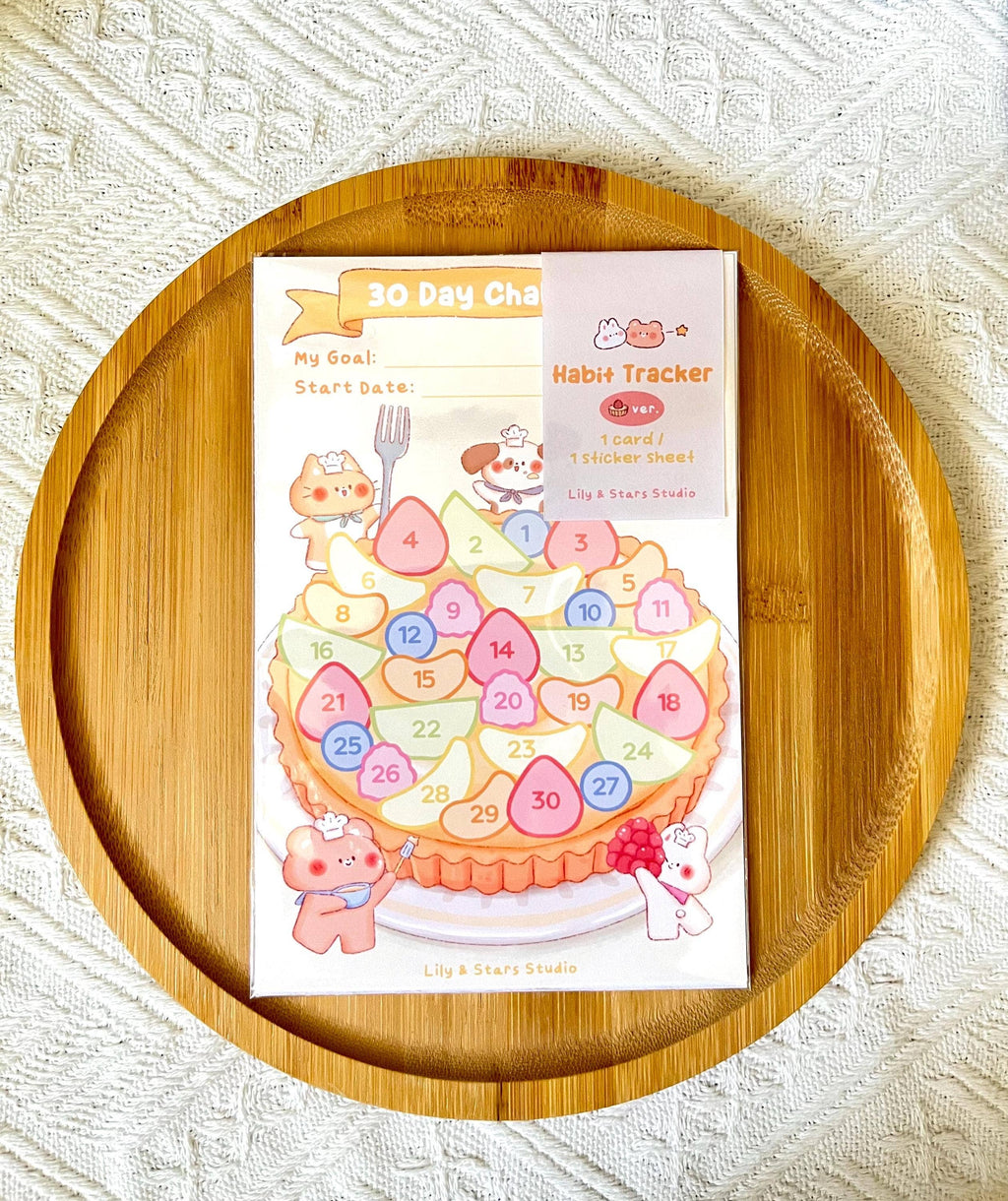 Fruit Tart Habit Tracker • 30 Day Monthly Goal Challenge with Stickers (4x6 in)