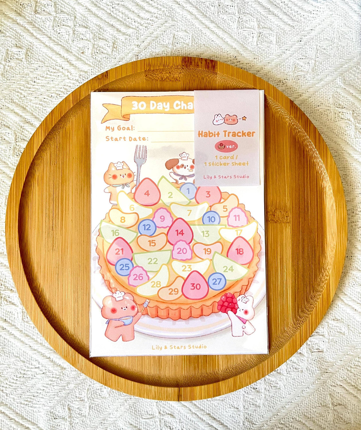 Fruit Tart Habit Tracker • 30 Day Monthly Goal Challenge with Stickers (4x6 in)