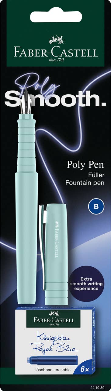 Poly Fountain Pen with Free Ink Cartridges on Blister Card