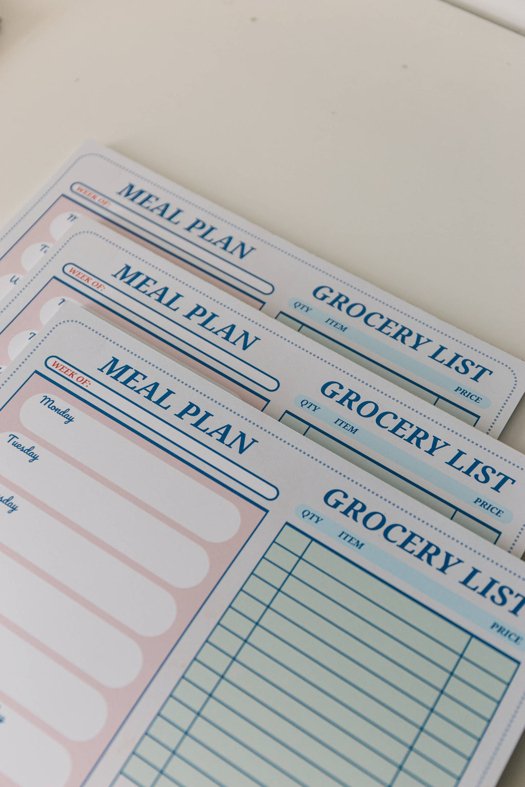 Retro Diner Check Style Meal Planner & Grocery List Notepad