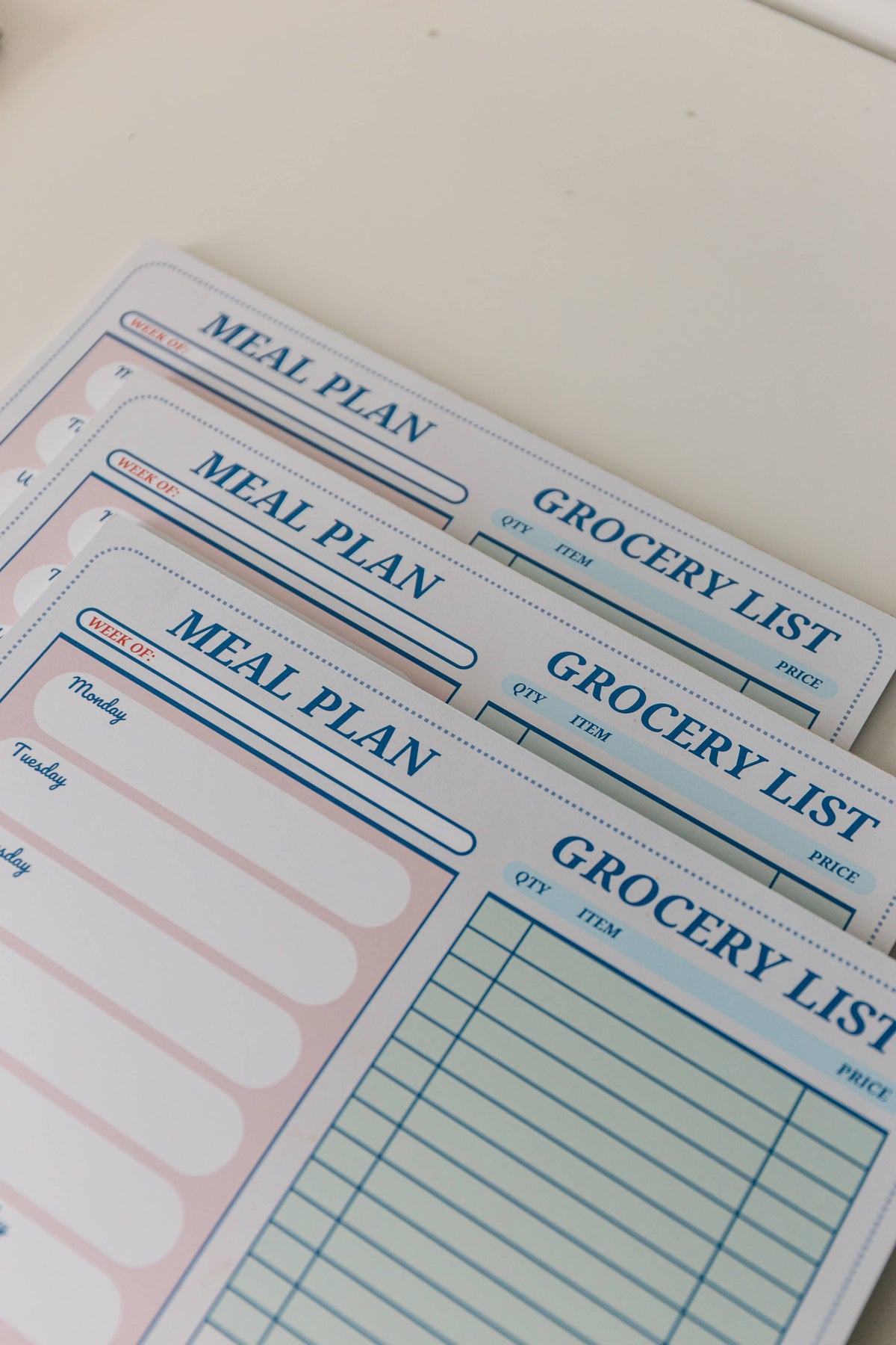 Retro Diner Check Style Meal Planner & Grocery List Notepad