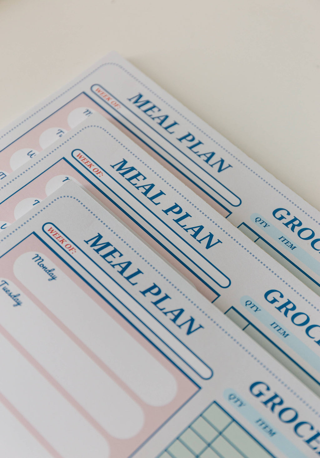 Retro Diner Check Style Meal Planner & Grocery List Notepad