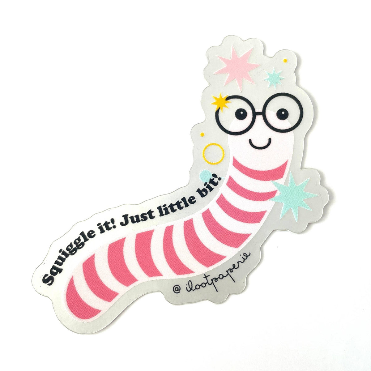 Squiggle It Just a Little Bit! Worm Matte Mirror Sticker