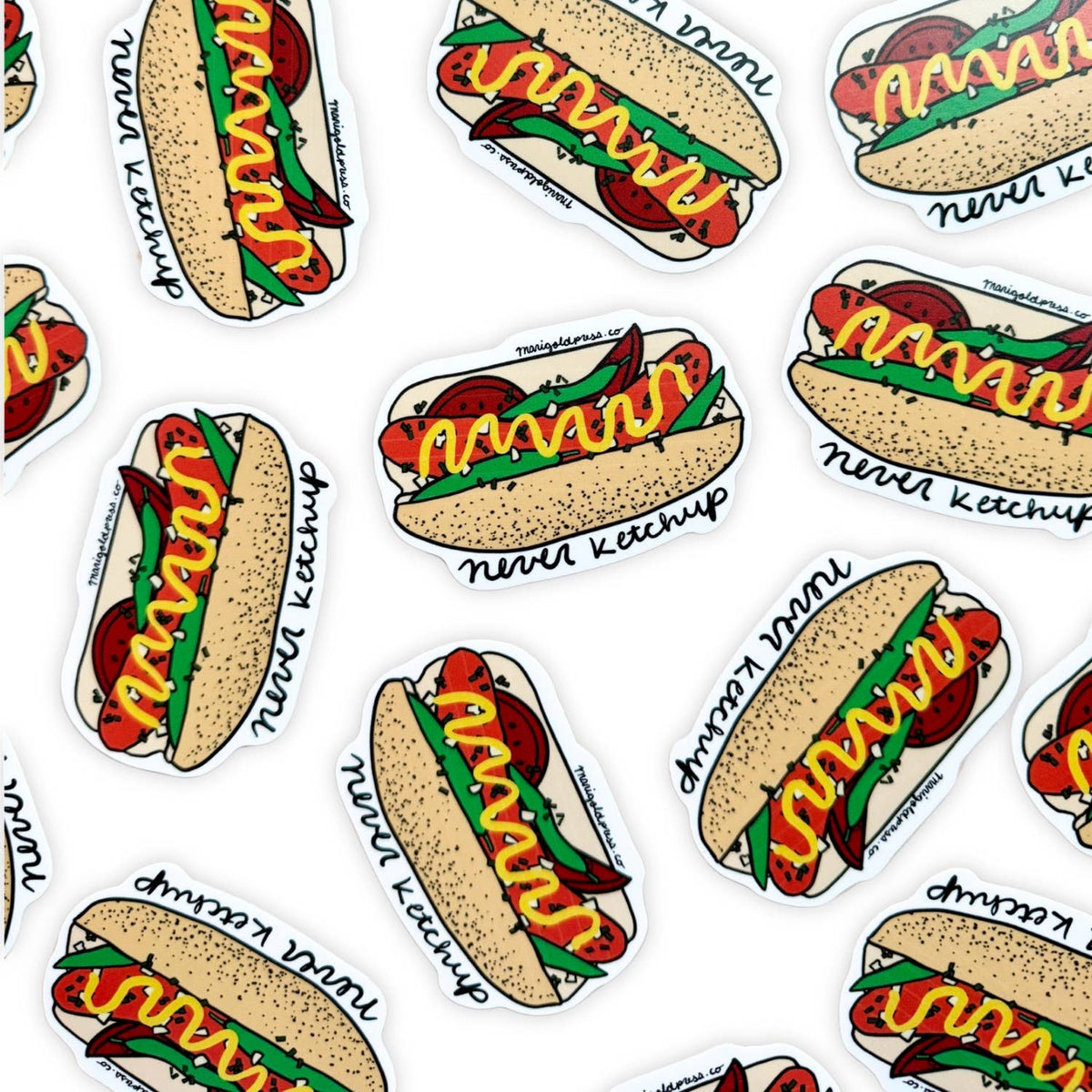 Chicago Hot Dog “Never Ketchup” Vinyl Sticker