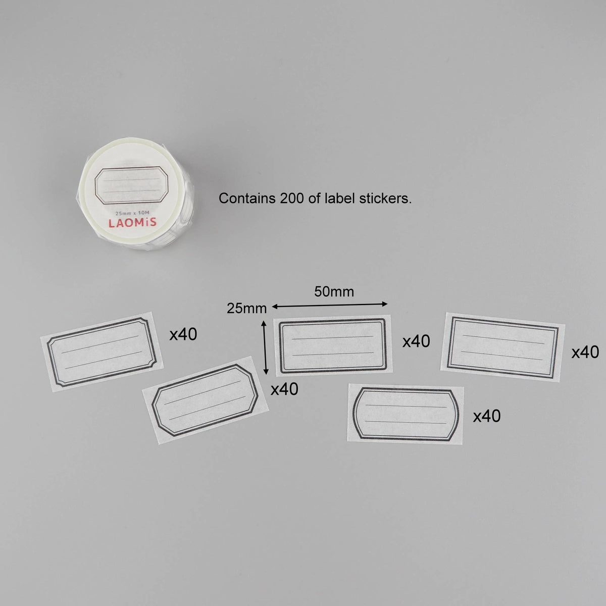 LAOMIS Black Frame Label Writable Washi Tape