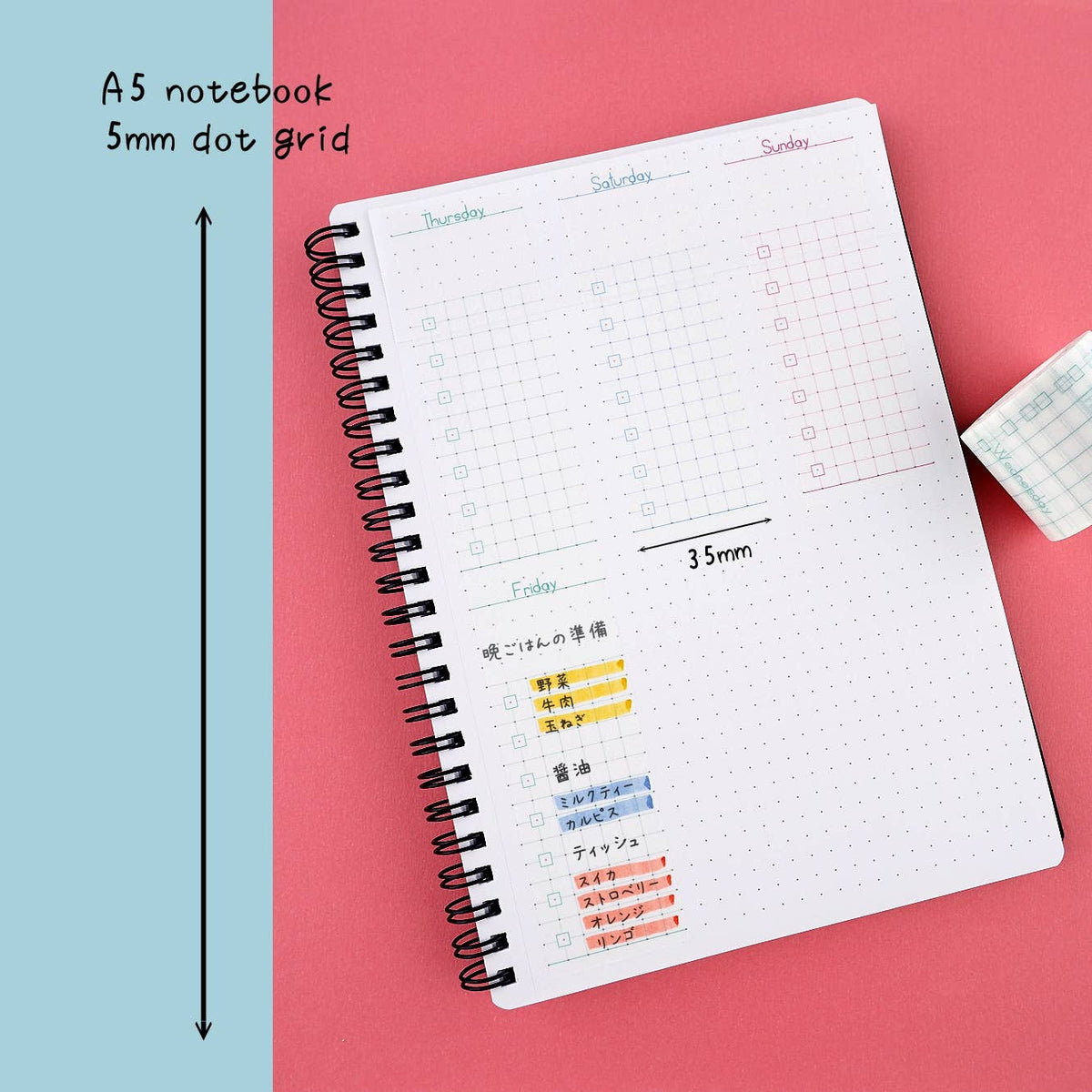 LAOMIS Weekly To do List to Do List Writable Washi Tape