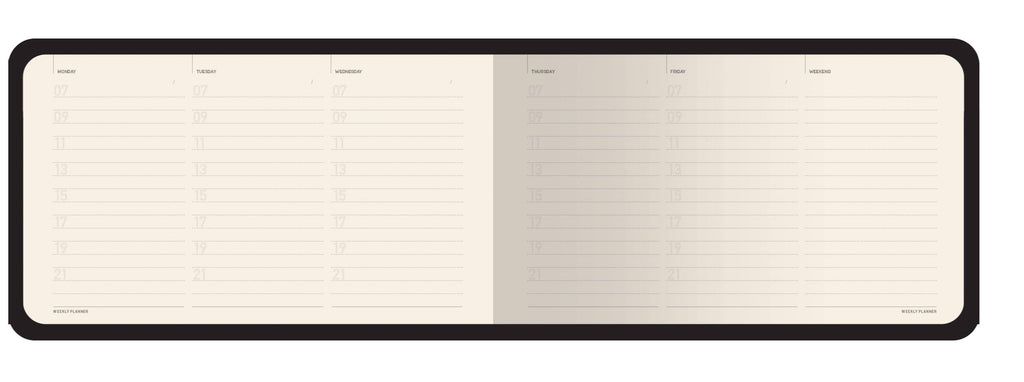 Horizontal Vegan Leather Weekly Planner - Peonies