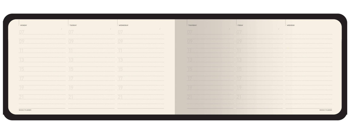 Horizontal Vegan Leather Weekly Planner - Peonies