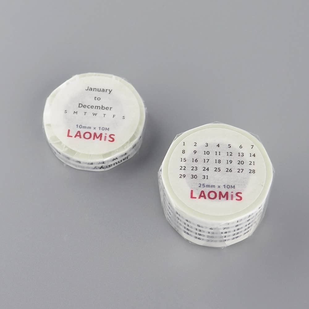 LAOMIS Mini Monthly Calendar Writable Washi Tape / Set of 2