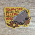 Teamwork Makes the Scheme Work - Cute Raccoon Vinyl Sticker