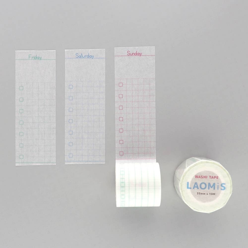 LAOMIS Weekly To do List to Do List Writable Washi Tape