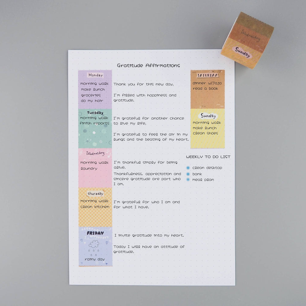 LAOMIS Colorful Weekly Spread Writable Washi Tape
