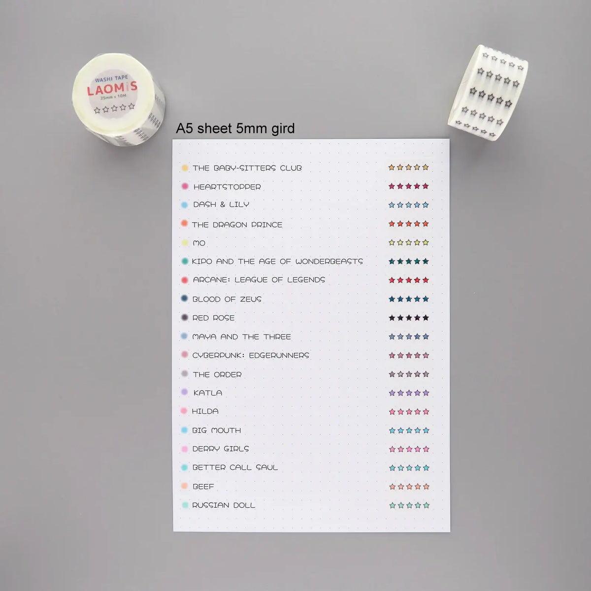 LAOMIS 5 Star Rating Writable Washi Tape