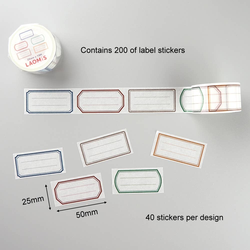 LAOMIS Multicolor Frame Label Writable Washi Tape
