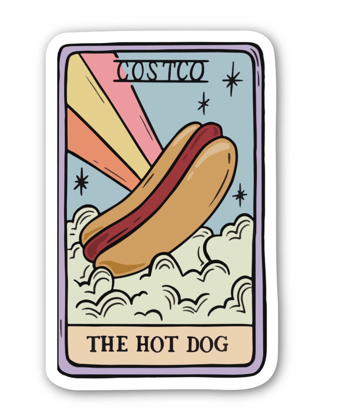 Costco Hot Dog Tarot Sticker, Funny Foodie Tarot Card Decal