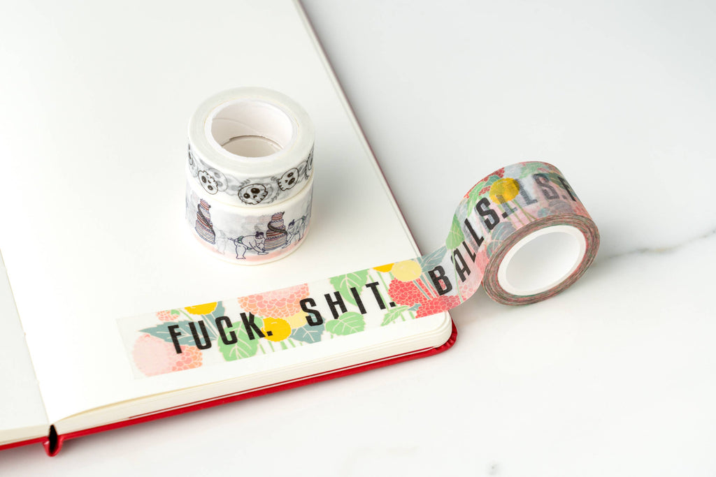 F***. Shit. Balls. Floral Cuss Words Washi Tape