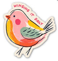 Winging It Daily Bird Sticker, Cute Colorful Bird Decal