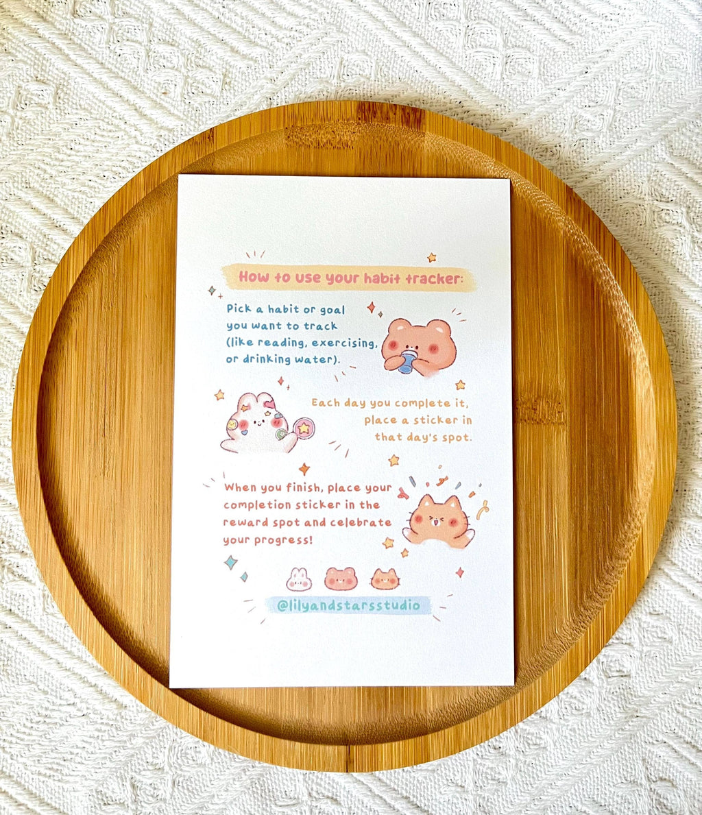 Fruit Tart Habit Tracker • 30 Day Monthly Goal Challenge with Stickers (4x6 in)